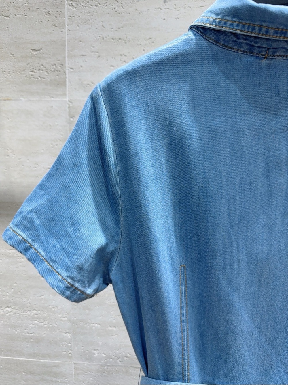 MIUMIU Light Blue Denim Shirt Dress with Belt - Picture 6 of 8